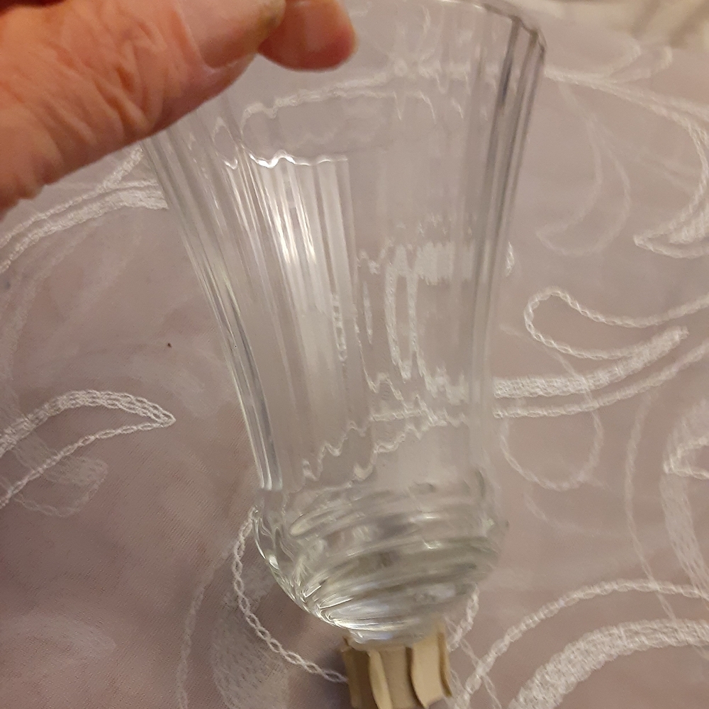 Vintage Home Interiors Clear Glass "RENAISSANCE " Candle Holder Peg Voti… - Picture 5 of 5
